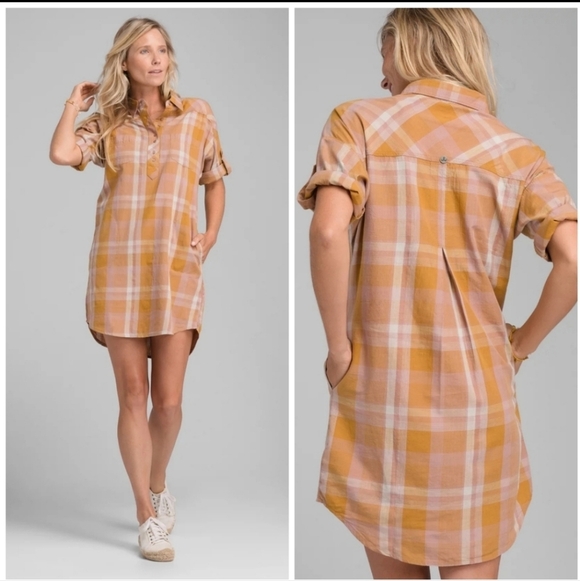 Prana Deryn Collar Plaid Dress, Size Medium - Picture 4 of 15